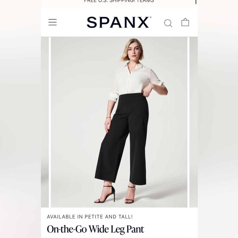 NWT Spanx On-the-go Wide Leg Pant / Classic Black / Petite / Medium
